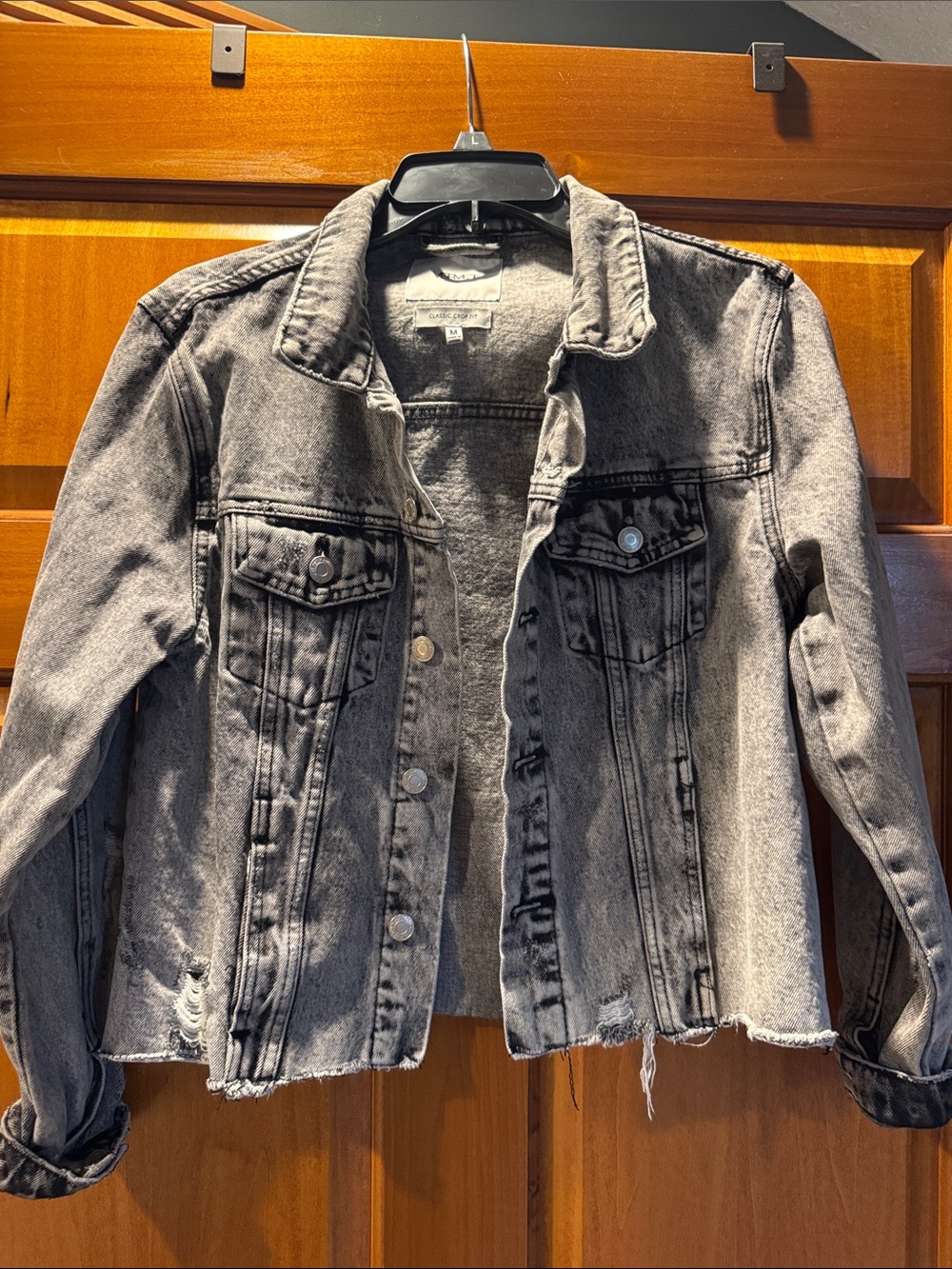 VERVET BY FLYING MONKEY Washed Gray Denim Trucker Jacket